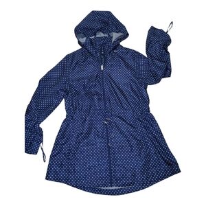 Jones New York Navy and White Polka Dot Jacket-Windbreaker Size Medium